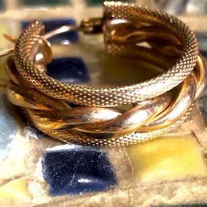Gold braided hoop earrings